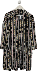 ebonie n ivory Black Patterned Long Sleeve Blouse UK L