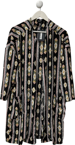 ebonie n ivory Black Patterned Long Sleeve Blouse UK L