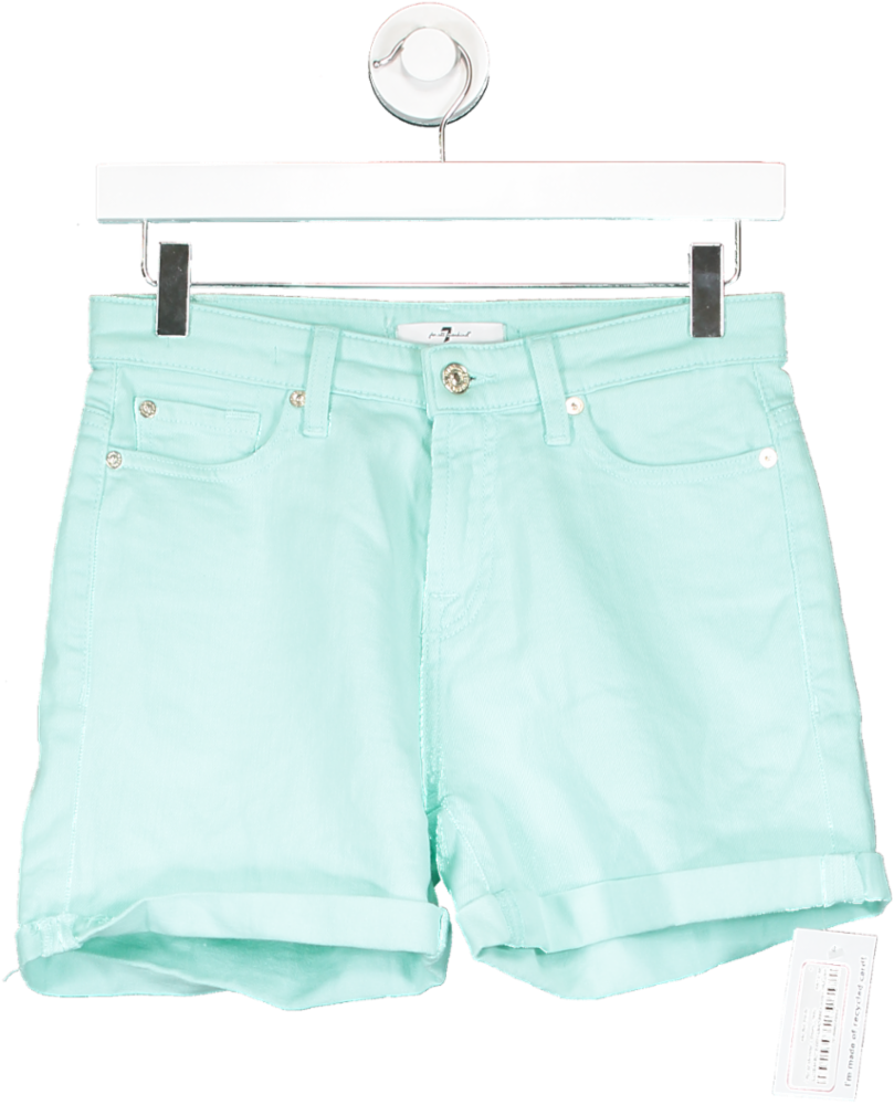 7 For All Mankind Green Mid Roll Shorts W24