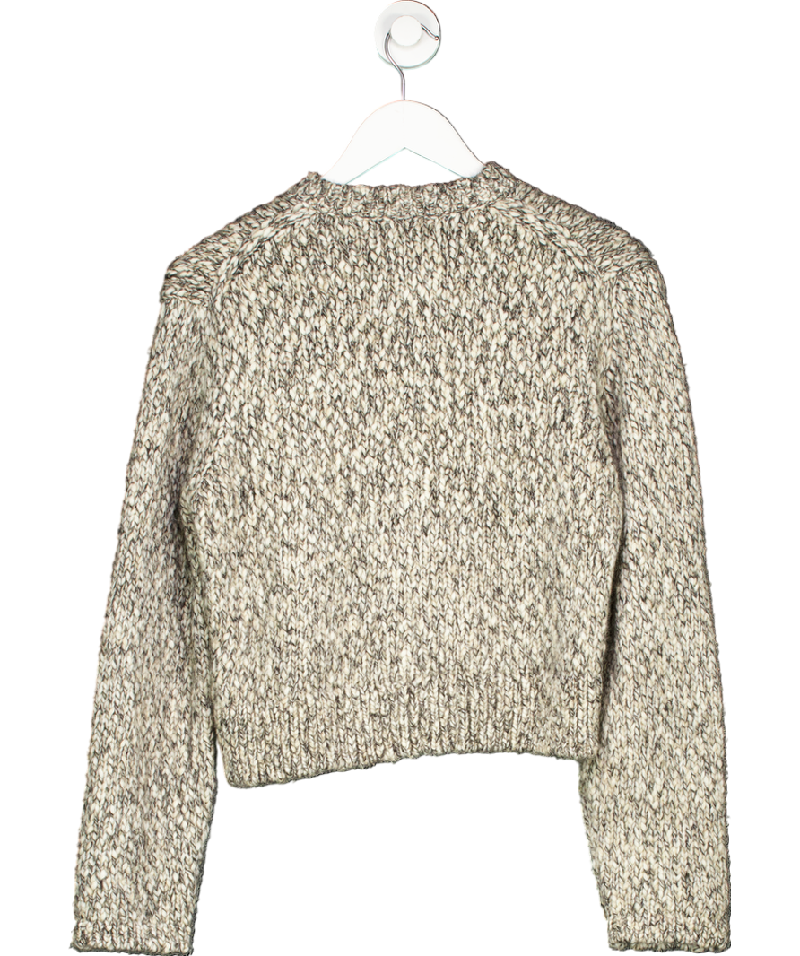 Massimo Dutti Grey Twisted Yarn Knit Cardigan With Buttons UK S