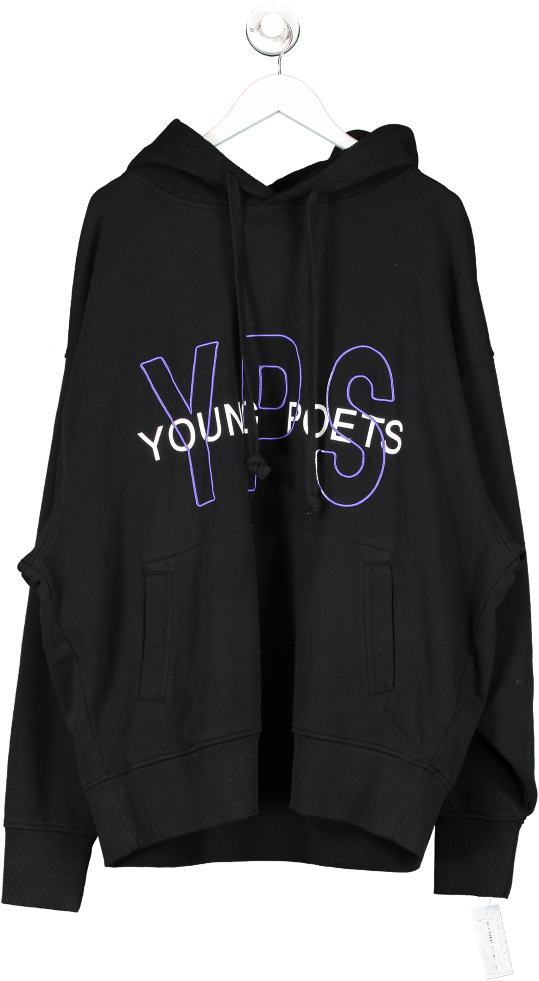 Young Poets Black Logo Printed Organic Cotton Hoodie UK L