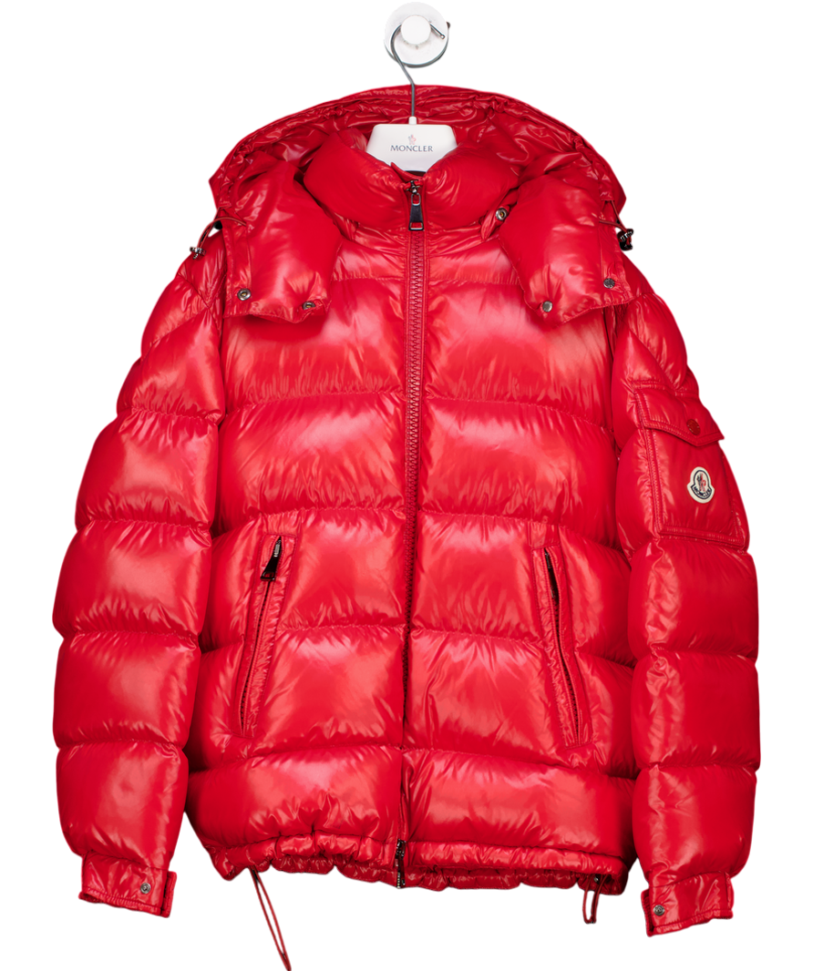 Moncler Women's Red Maire Hooded Short Down Jacket Sz0 UK 8