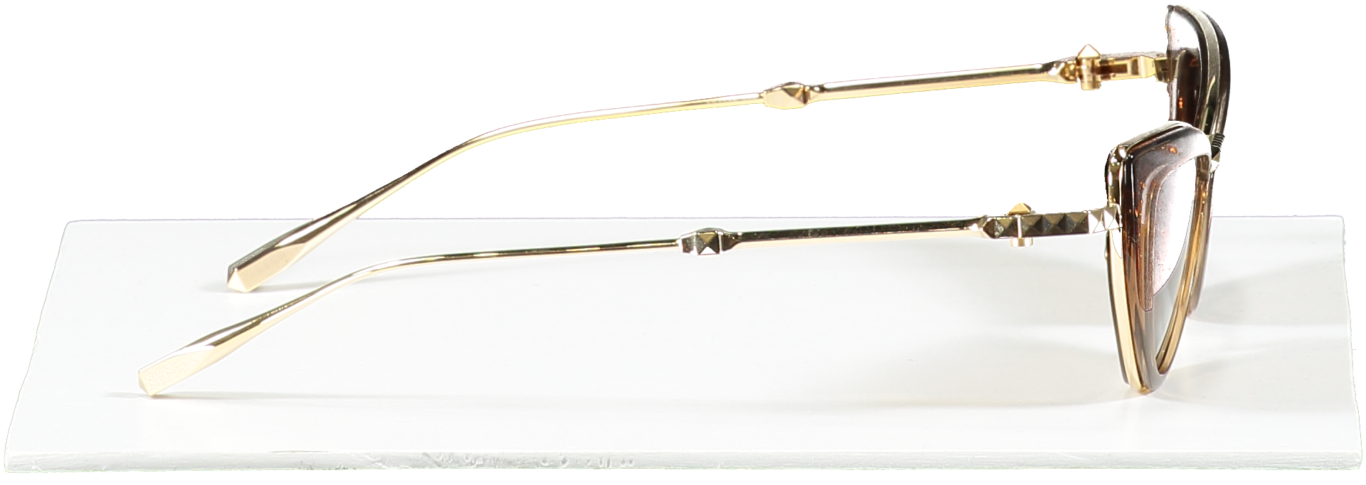 Valentino Brown Viii - Cat-eye Titanium And Acetate Stud Frame