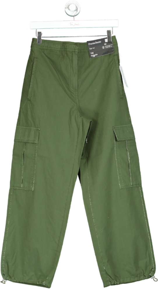 F&F Green Parachute High Rise Cargo Trousers UK 10