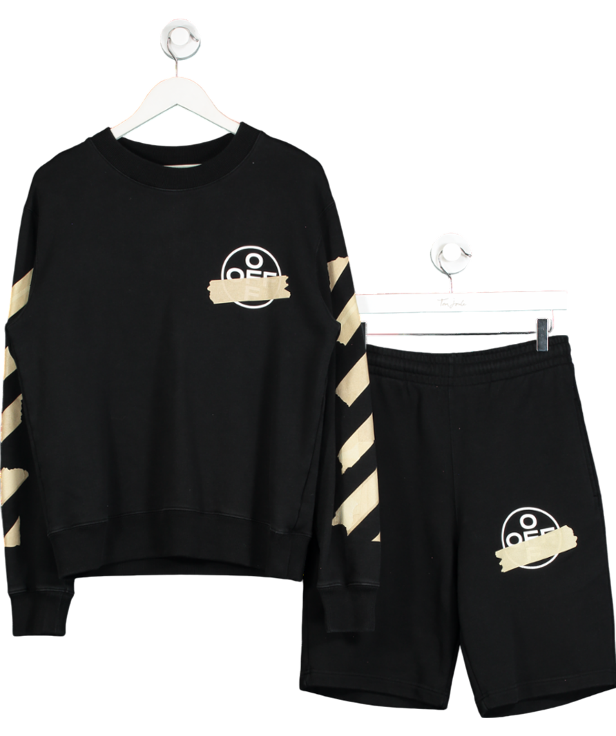 Off-White C/O Virgil Abloh Black Tape Arrows 2-piece Sweatshirt And Shorts Set UK S/M
