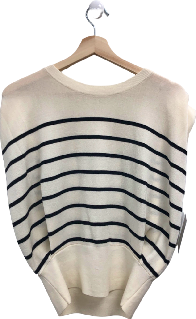 Goelia White Striped Knitted Top UK M