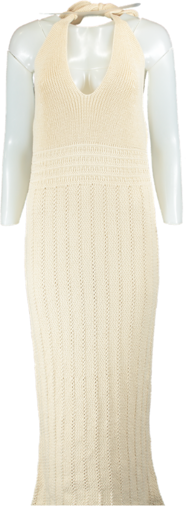 Nobody's Child Cream Knitted Halter Neck Maxi Dress UK M