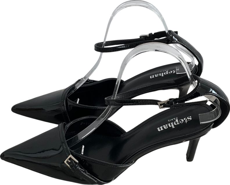 Stephan Black Varnish Pumps With Cross Straps UK 7 EU 40 👠