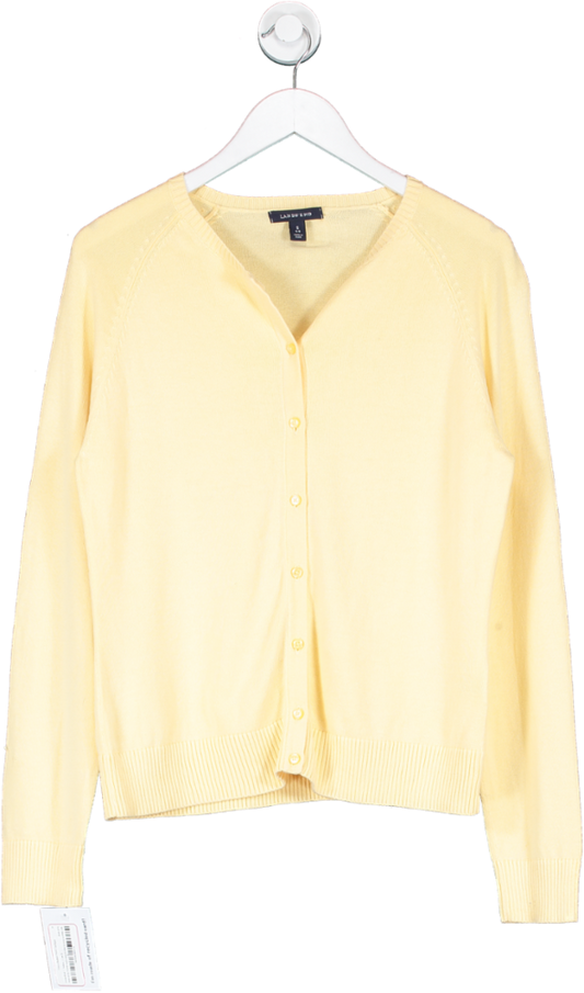 Lands'End Yellow Cotton Button Front Cardigan UK S