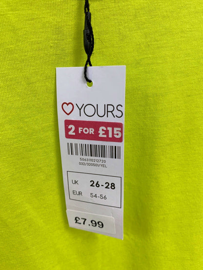 Yours Yellow Sleeveless Top UK 26-28