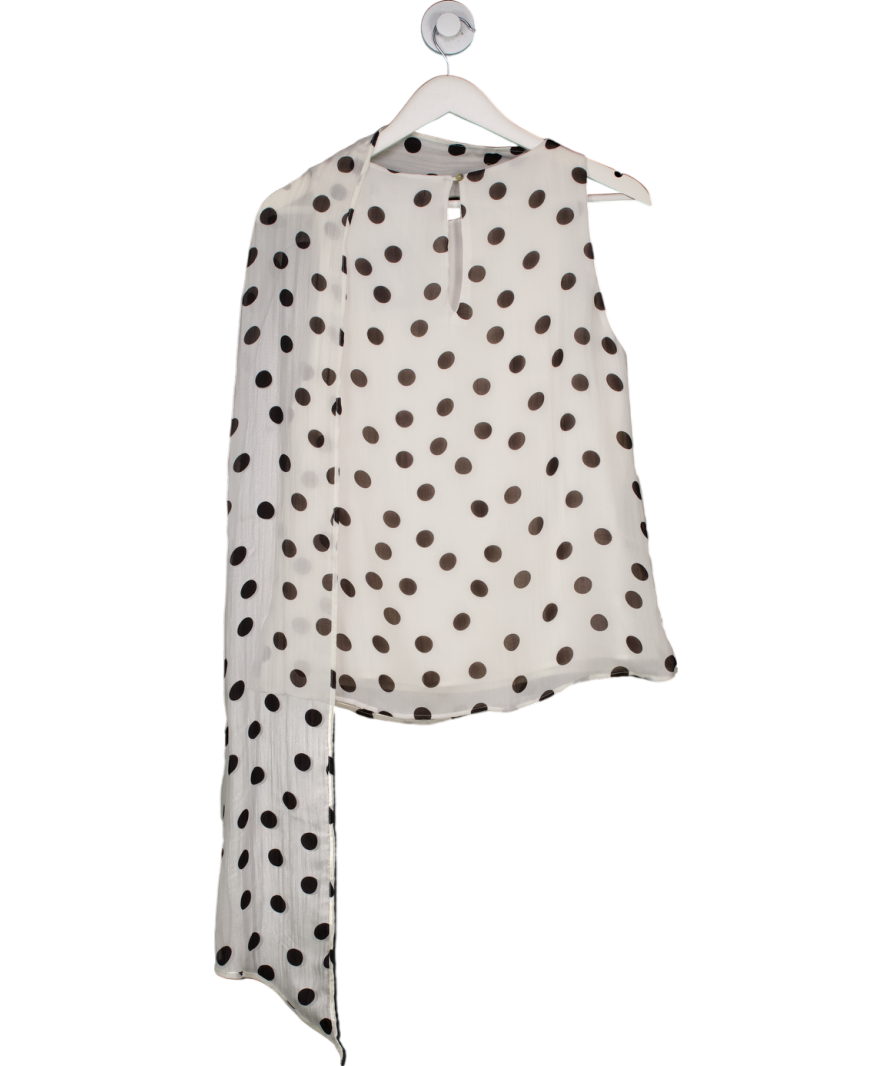 MANGO White Polka Dot Wrap Neck Blouse UK L