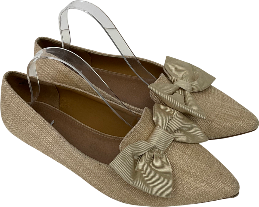 ASOS Beige Wide Fit Woven Pumps With Bow Detailn UK 9 EU 42 👠