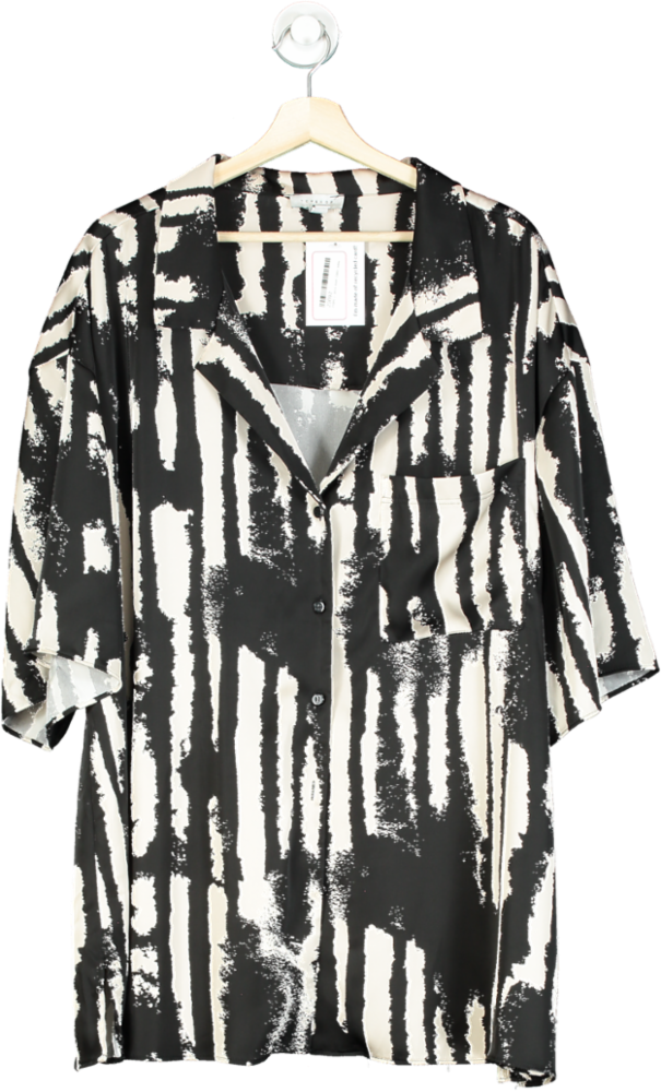 Topshop Black/White Print Button-Up Shirt UK 26