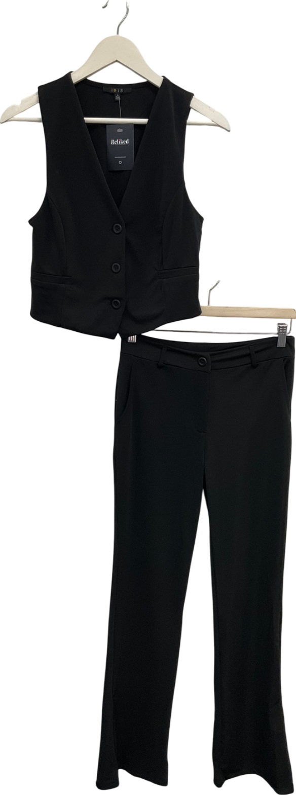 Iris Black Trouser And Waistcoat Set UK S