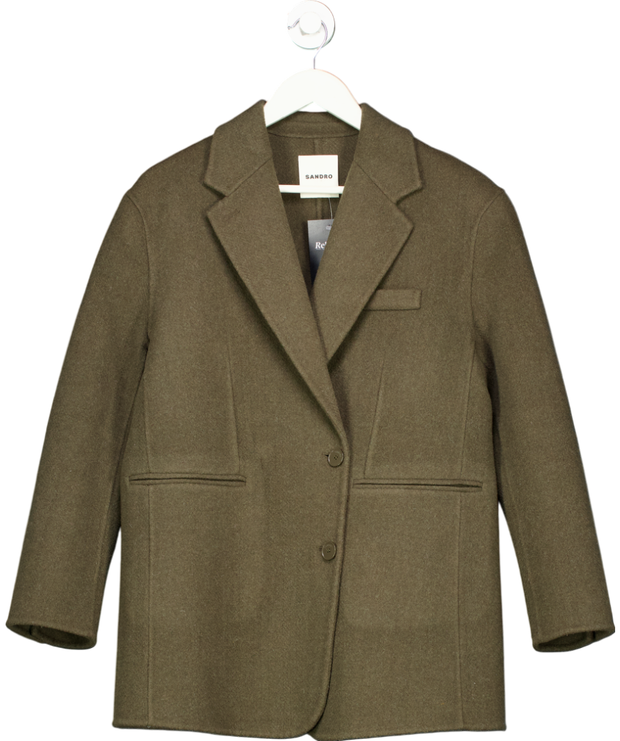 Sandro Green Wool Blend Coat UK 8