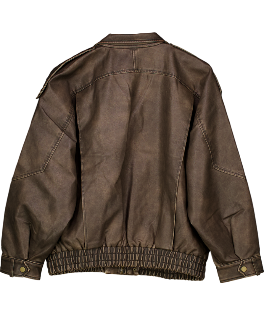 Abercrombie & Fitch Brown Vegan Leather Biker Jacket UK M