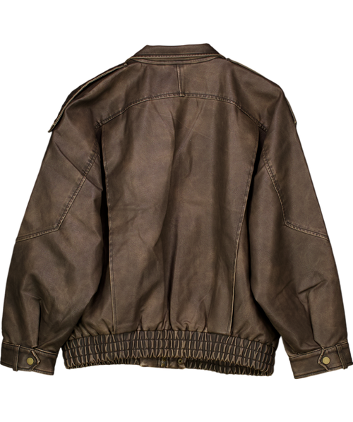 Abercrombie & Fitch Brown Vegan Leather Biker Jacket UK M