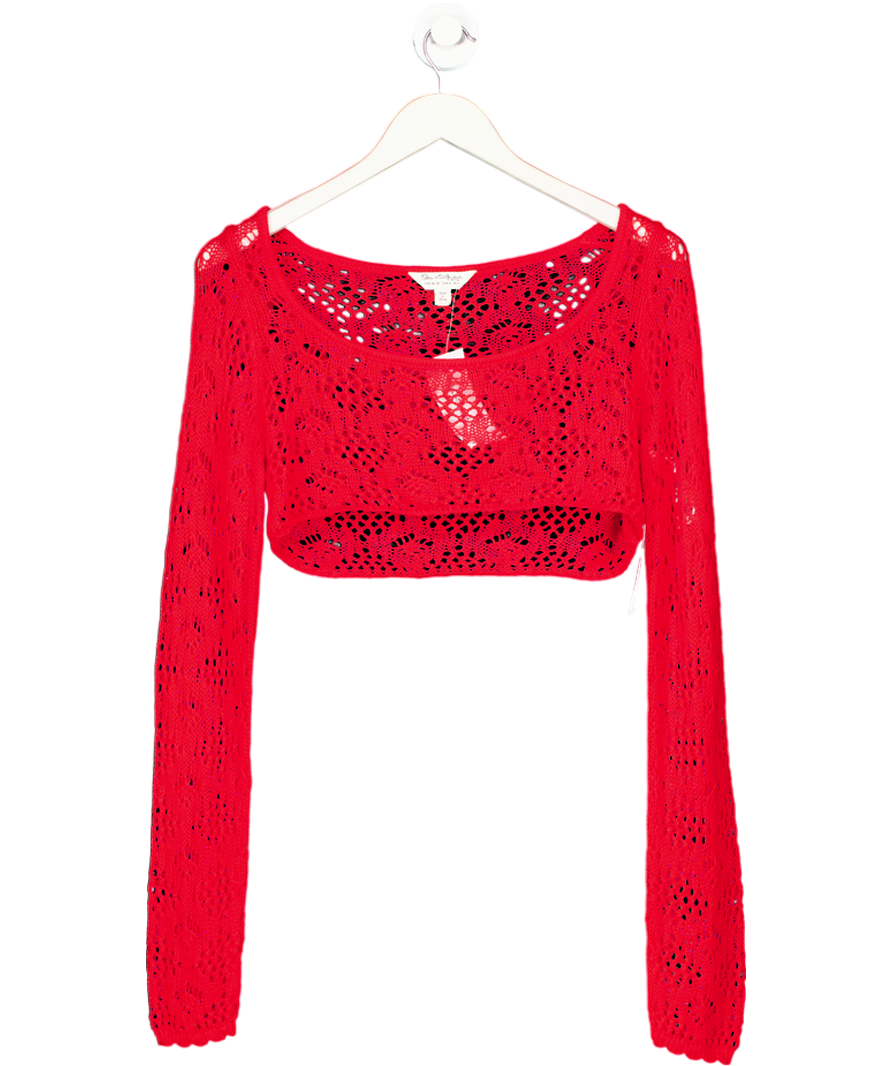 Miss Selfridge Red Long Sleeve Knitted Top UK S