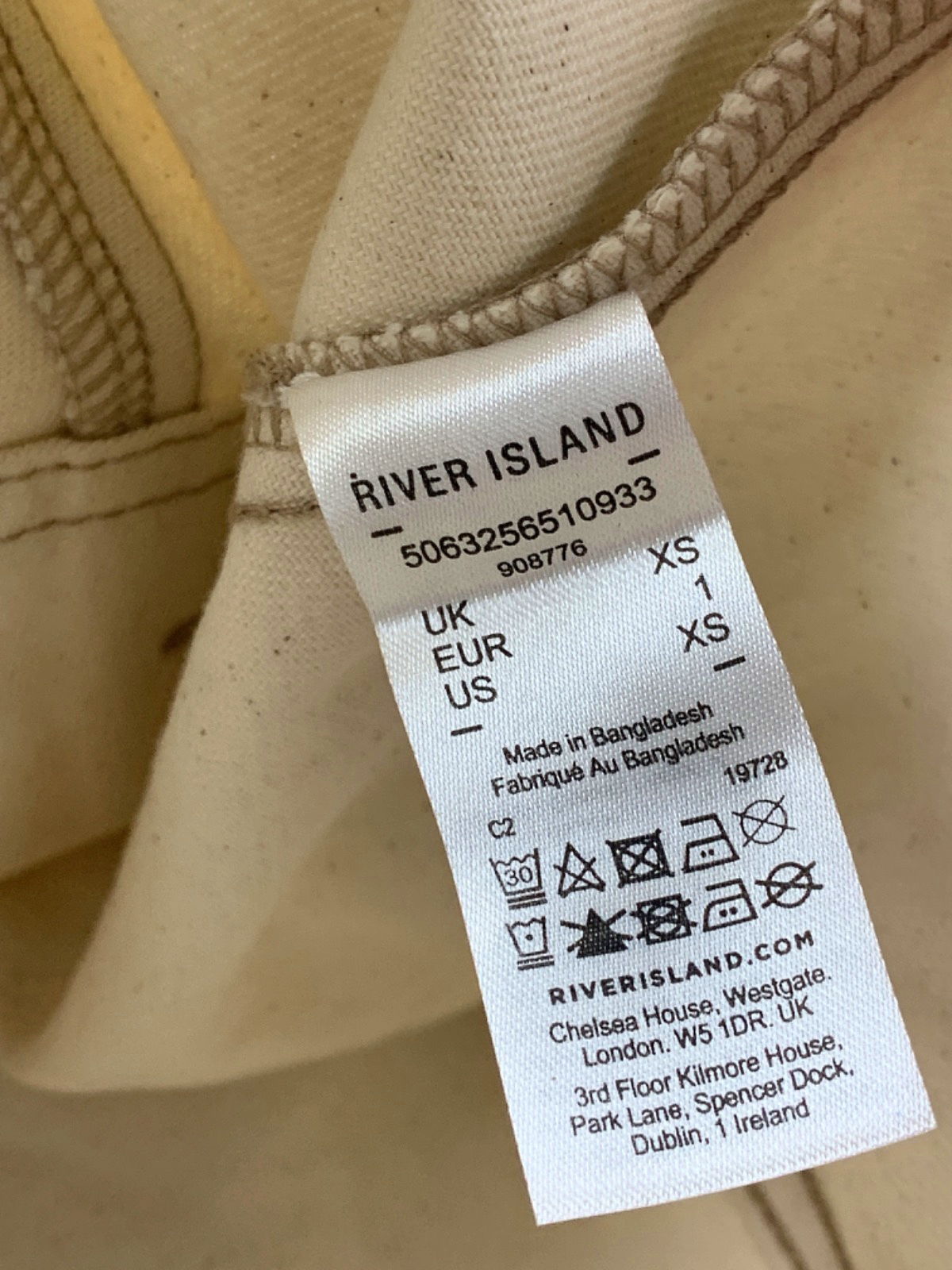 River Island Beige Denim Specialist Jacket UK XS