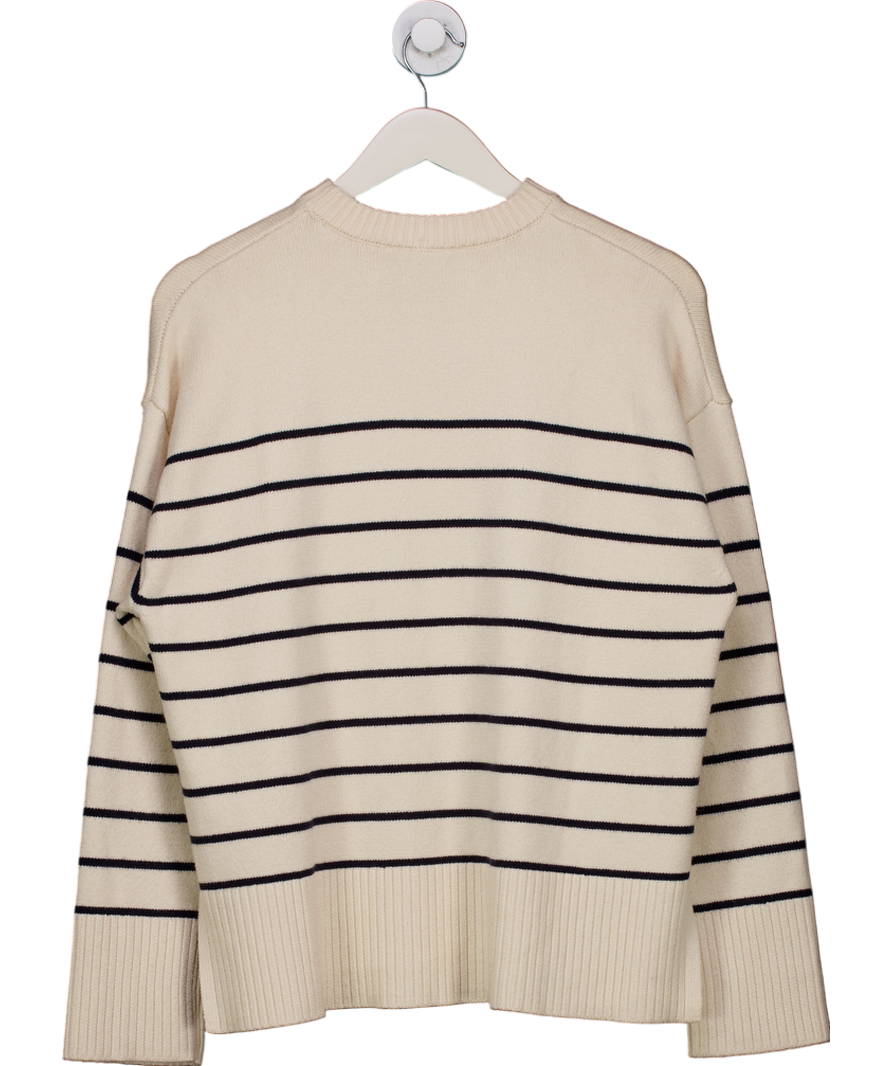 ZARA Cream And Navy Crew Neck Jumper UK S