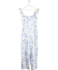 & Other Stories White / Blue Linen Floral Print Jumpsuit UK M