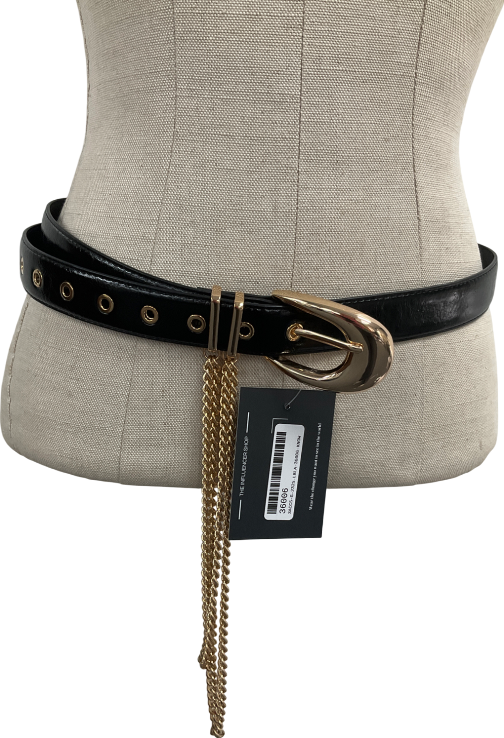 River Island Black Draped Chain Belt One Size