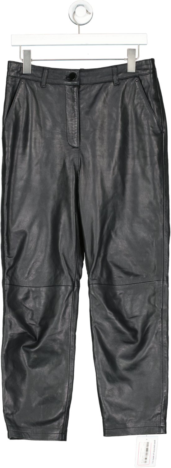 Mint Velvet Black Faux Leather Trousers UK 12