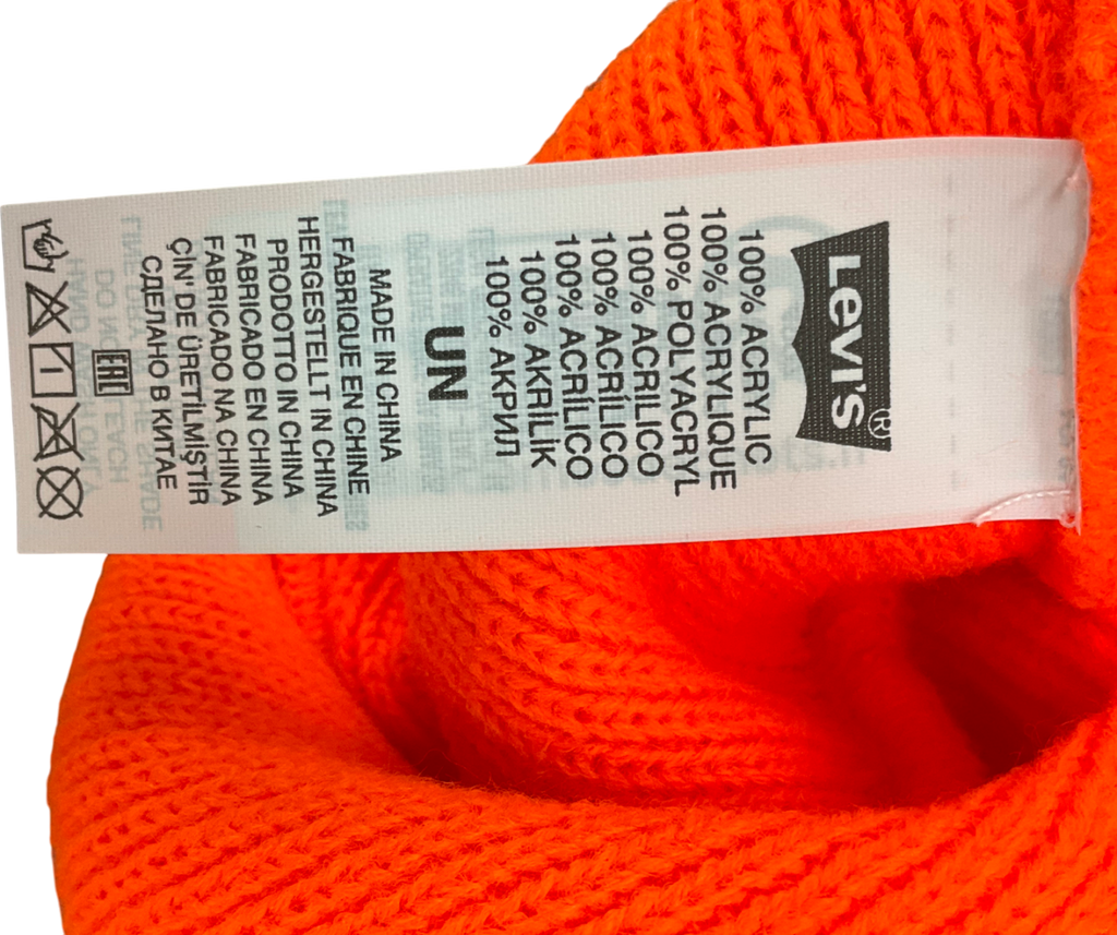 levis Orange Backpatch Cotton Beanie Hat One Size