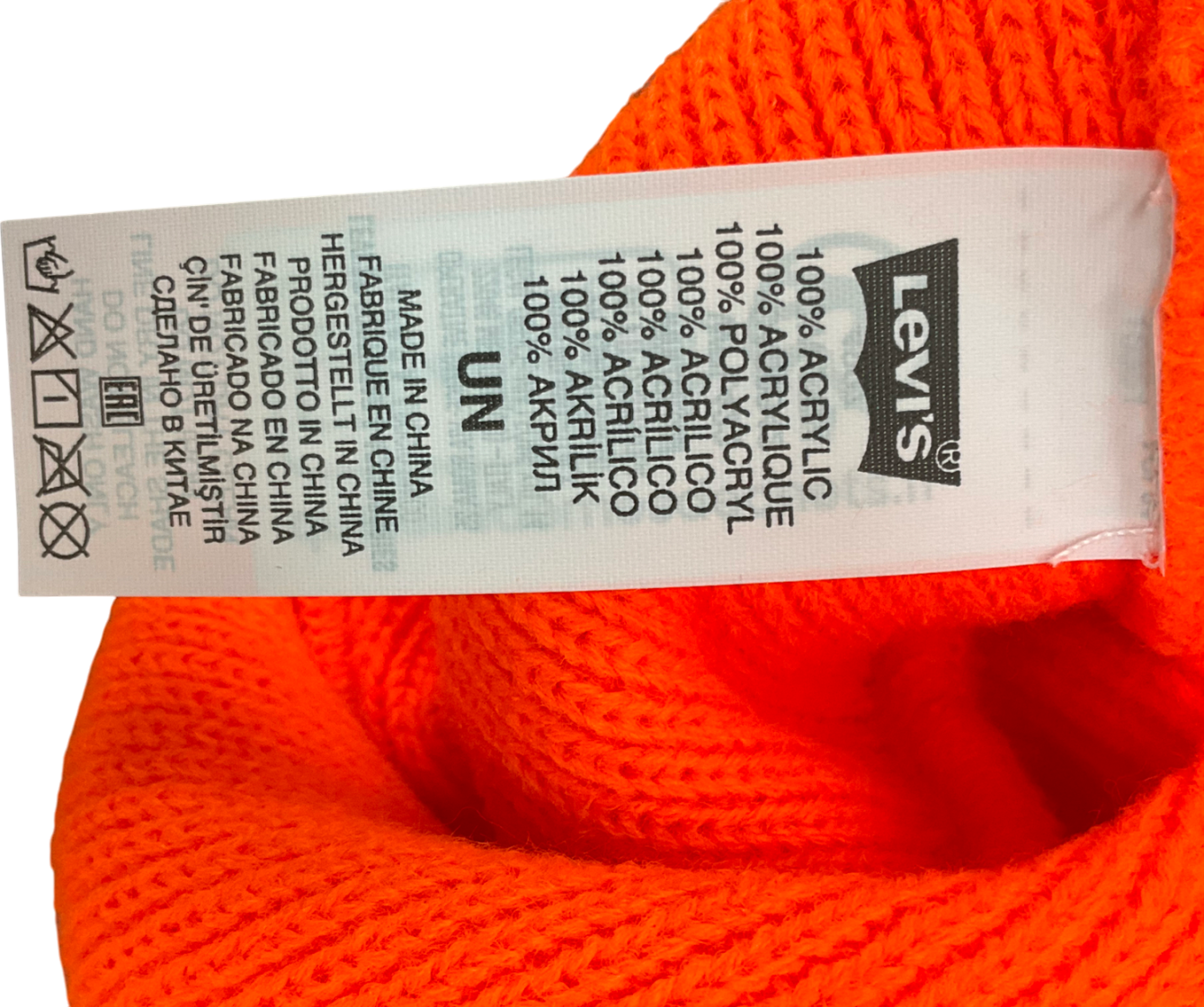 levis Orange Backpatch Cotton Beanie Hat One Size