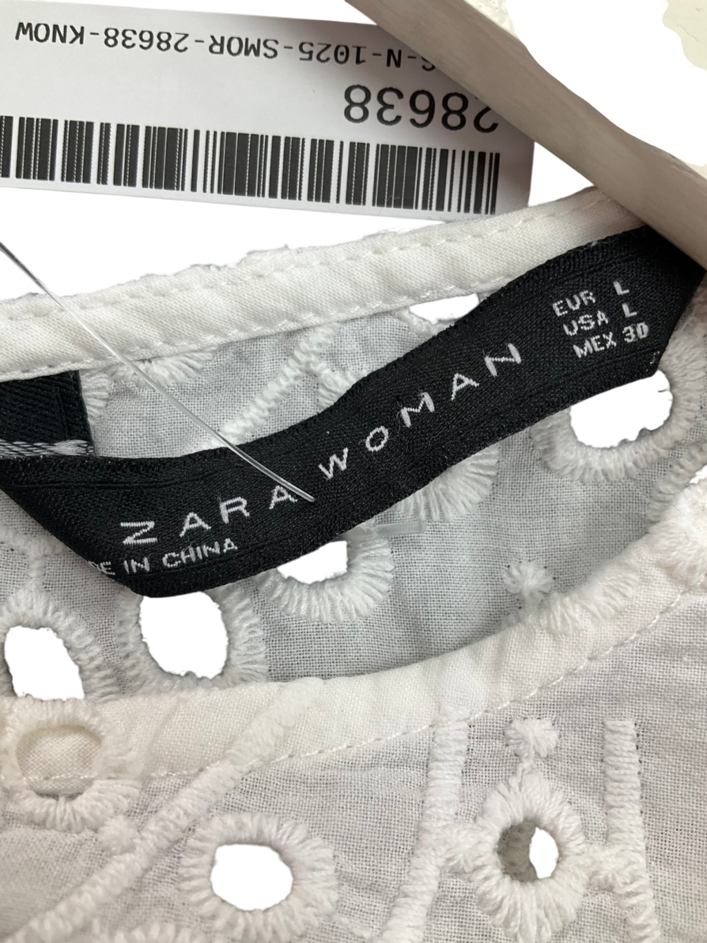 ZARA White Embroidered Cropped Shirt UK L