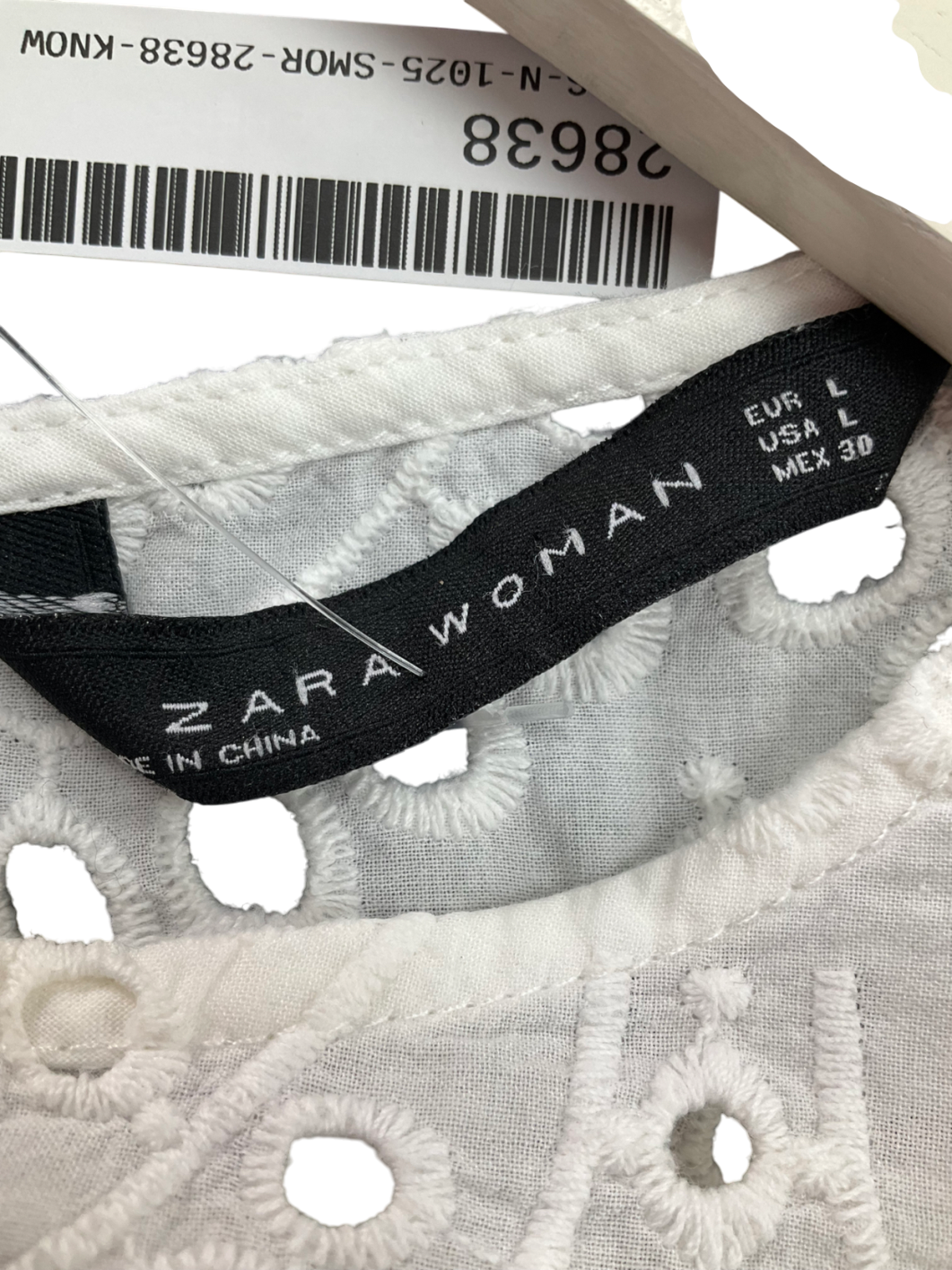 ZARA White Embroidered Cropped Shirt UK L