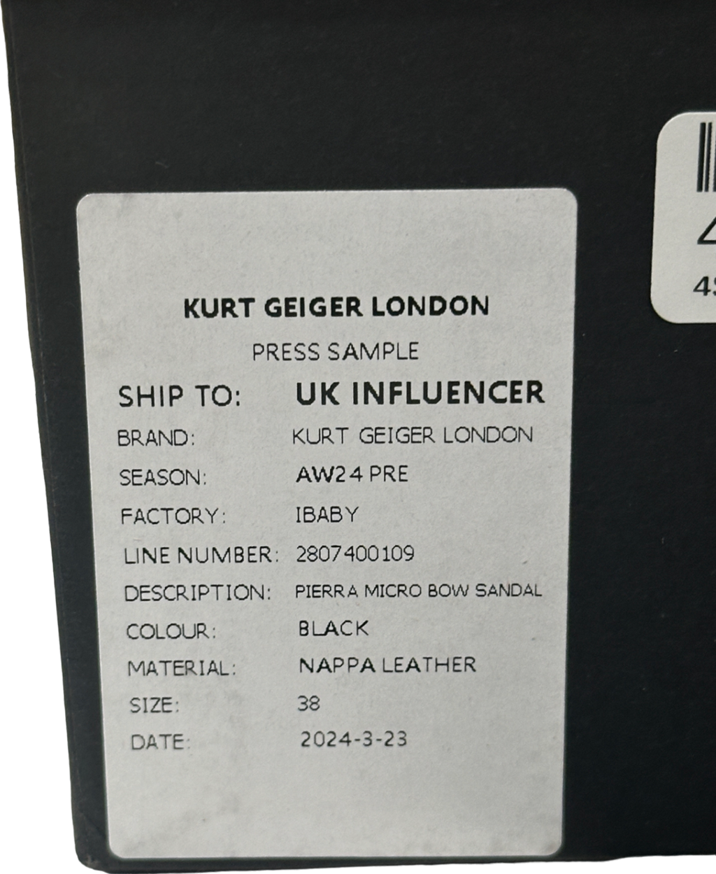 Kurt Geiger Black Pierra Leather Crystal Micro Bow Sandals UK 5 EU 38 👠