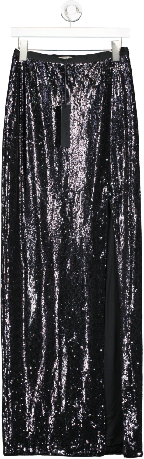 Halston Heritage Black Maxi Sequin Skirt With High Leg Split UK 8