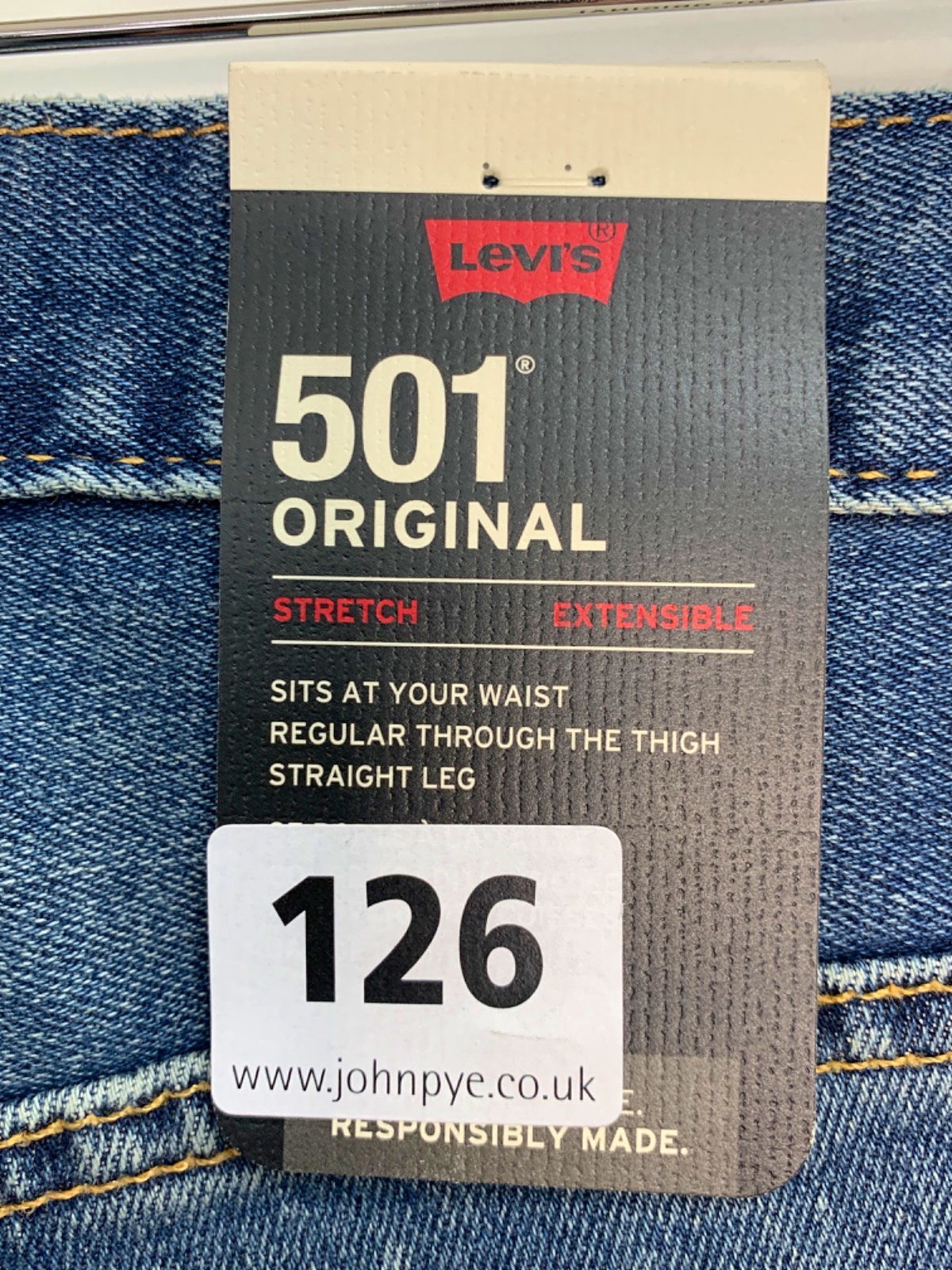 Levi's Blue 501 Original Stretch Jeans W 32 L 30