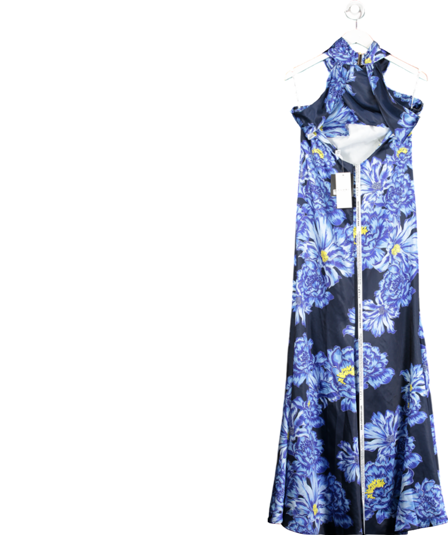 Club L Blue Unstoppable Halter Neck Floral Print Maxi Dress UK 12
