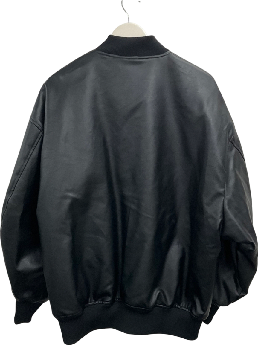 boohoo Black Faux Leather Oversized Bomber Jacket UK 12