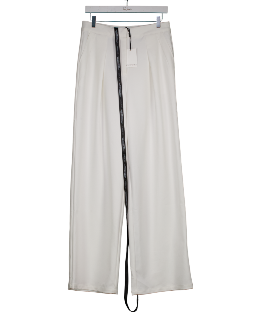 six stories Cream Pleated Wide Leg Trousers UK 10