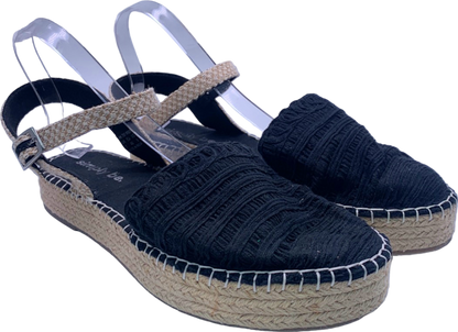 Simply Be Black Woven Espadrille Wedge Sandals UK 7