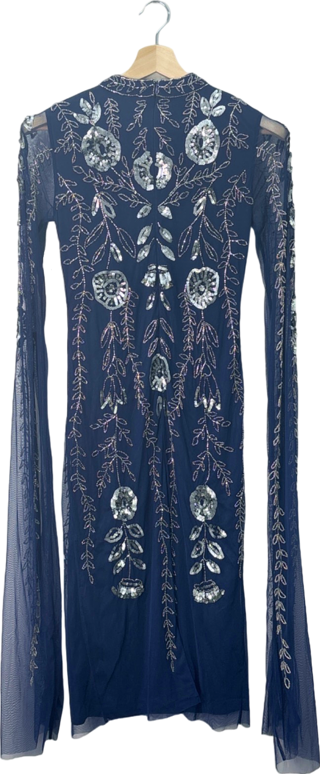 Frock & Frill Navy Embellished Long Sleeve Dress UK 10