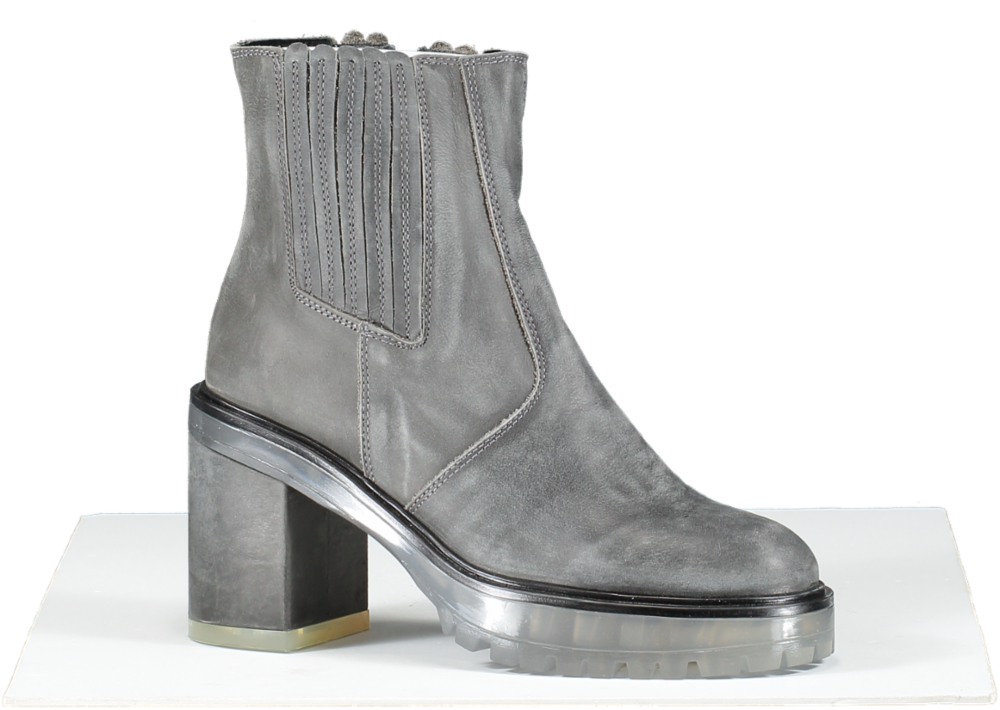 Free People Smokey Grey Chunky Block Heel Chelsea Boots UK 4 EU 37 👠