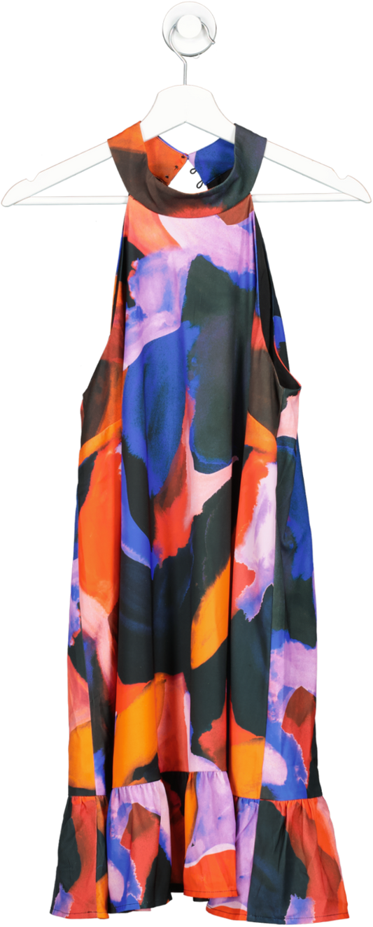 French Connection Multicoloured Isadora Elitan Drape Halterneck Swing Dress UK M