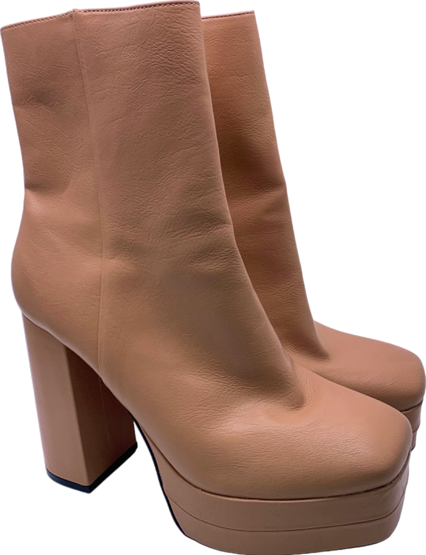 River Island Beige Lara Platform Boots UK 8 EU 41