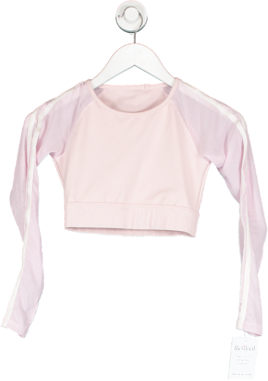 Pocket Sport Pink Mesh Long Sleeve Crop Top UK XS