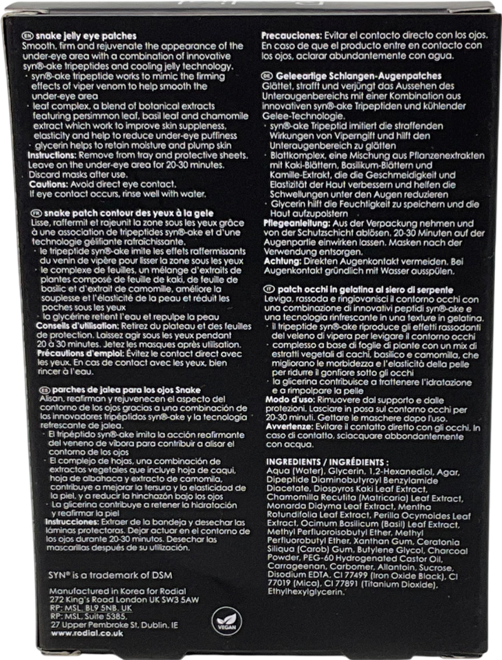 Rodial Snake Jelly Eye Patches (box Of 4) 12g