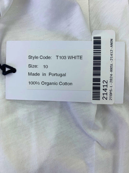 Iris & Ink White Organic Cotton Button-Back Top Size UK 10