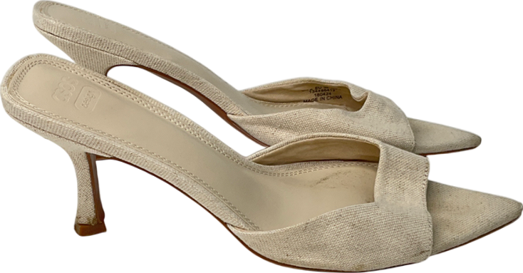 ASOS Cream Heyday Pointed Sole Heeled Mules In Natural UK 6 EU 39 👠