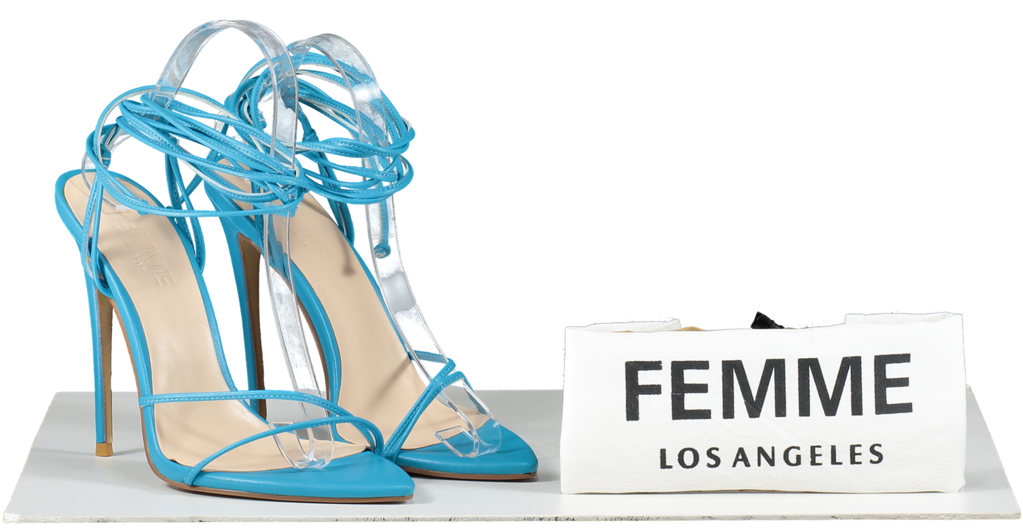 Femme Los Angeles Blue Strappy Sandals UK 6 EU 39 👠