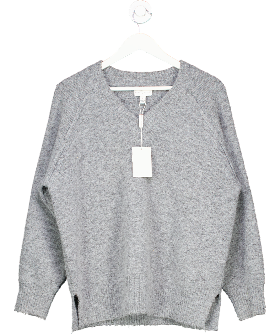 PRETTY LAVISH Grey Liberty V Neck Seam Knit Jumper UK S