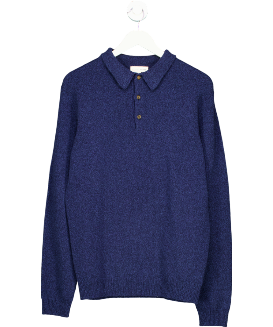 Beaufort & Blake Blue Merino Wool Blend Polo Shirt UK M