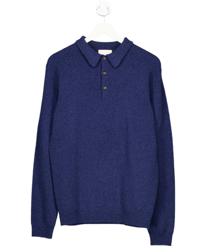 Beaufort & Blake Blue Merino Wool Blend Polo Shirt UK M